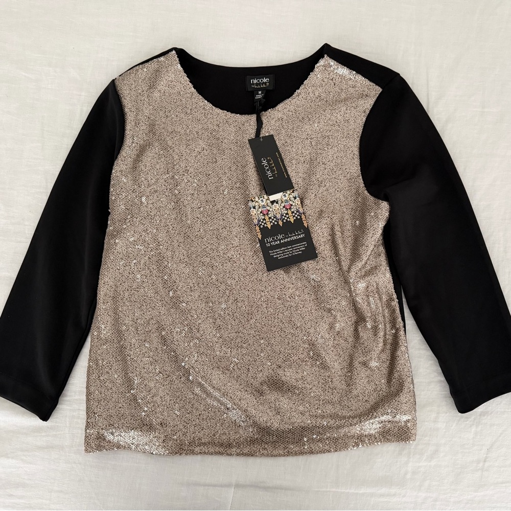 Nicole by Nicole Miller Rose Gold Sequin Top
